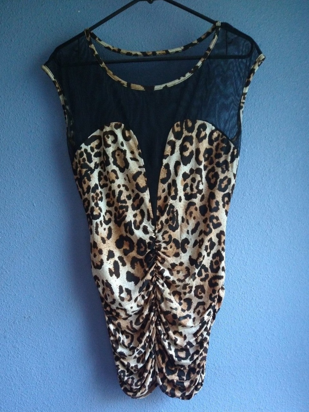 Cameo Mini Leopard Sheer Top - Lightweight Mesh Blouse - Size M/L